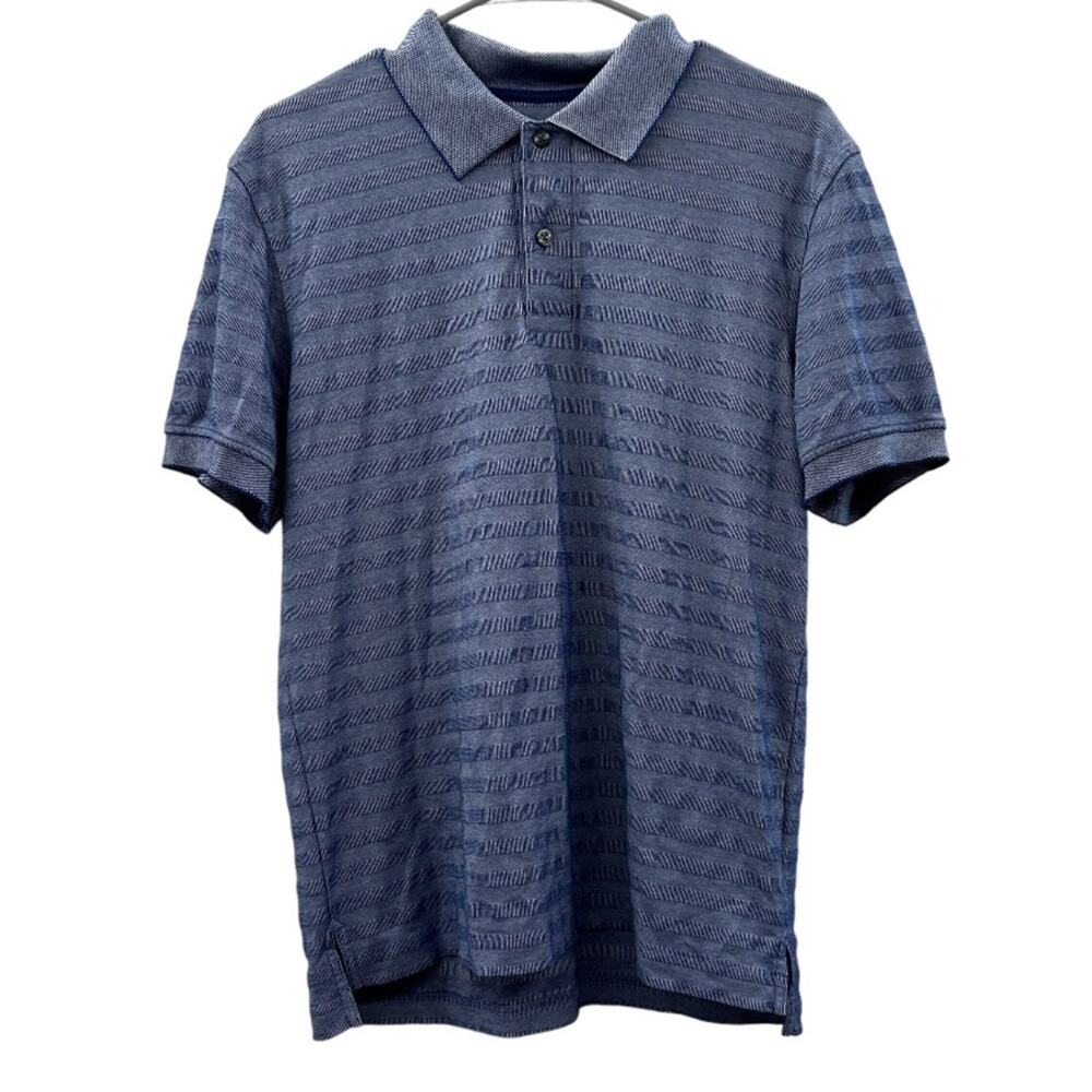 Brooks Brothers Blue Striped Cotton Blend Short Sleeve Polo Shirt Size M